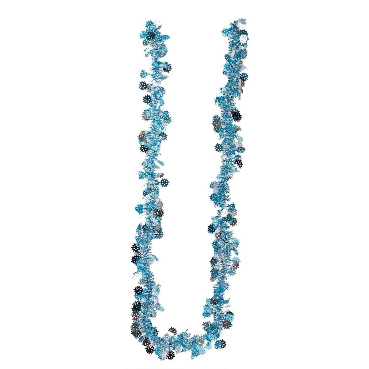 Deco N. 7ft Tinsel Garland, Snowflakes, 3/c, header