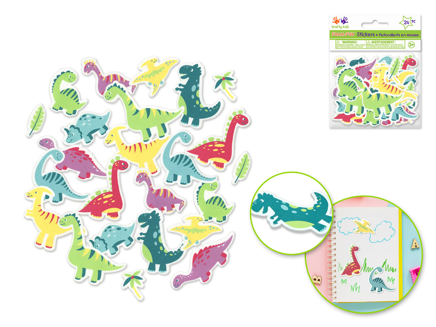 Krafty Kids: Foam-Fun 3D Stickers Themed A) Dino Life
