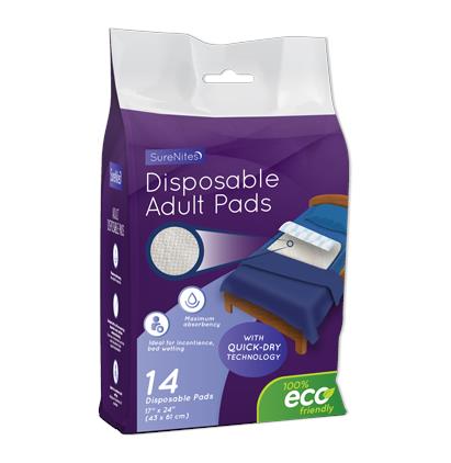 DISPOSABLE ADULT PADS - 14 PK 17"x24"