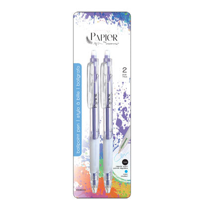 BALL POINT PEN-2PK-BLUE INK 2PK (PURPLE/GREEN)-BLU