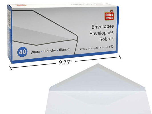 O.WKs. 40-pc #10 White Envelopes, Boxed (VB37121)
