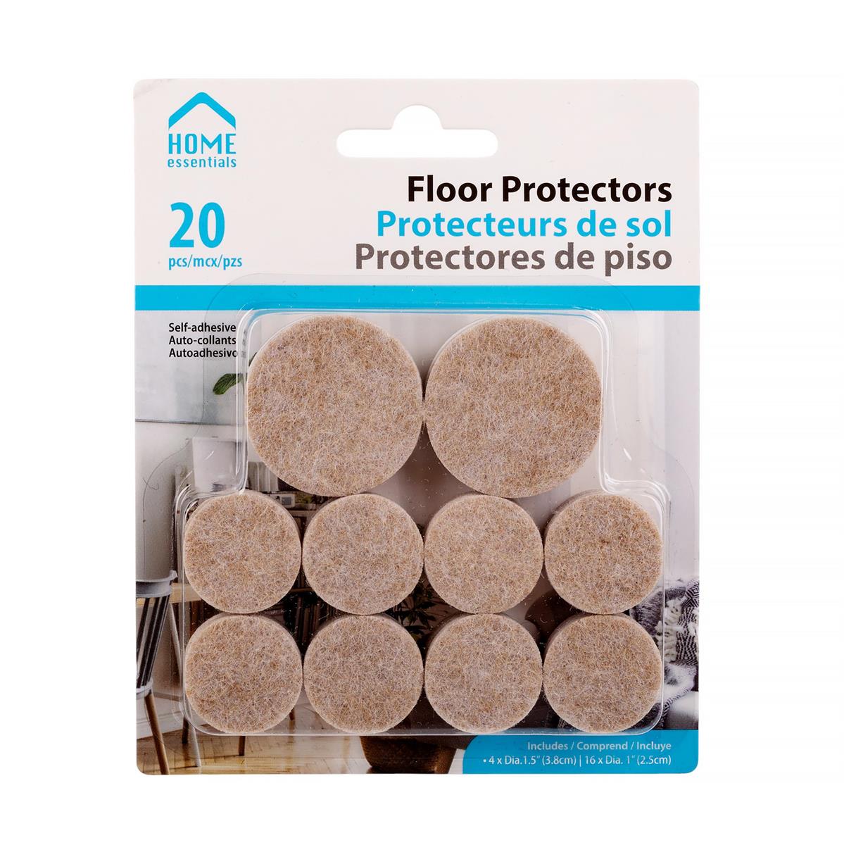 H.E.20-PC Floor Protectors Dia 1.5"x 4, Dia 1"x 16