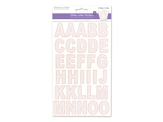 Paper Craft Stickers: 14.5cmx24cm Chipboard Glitter Letters 2sheets F) White Iridescent