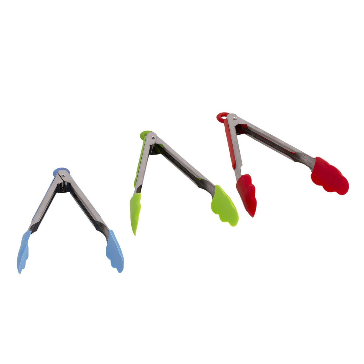L.Gourmet 9"L Silicone Tongs w/ Pull-lock, 3 col., t.o.c. (CS)