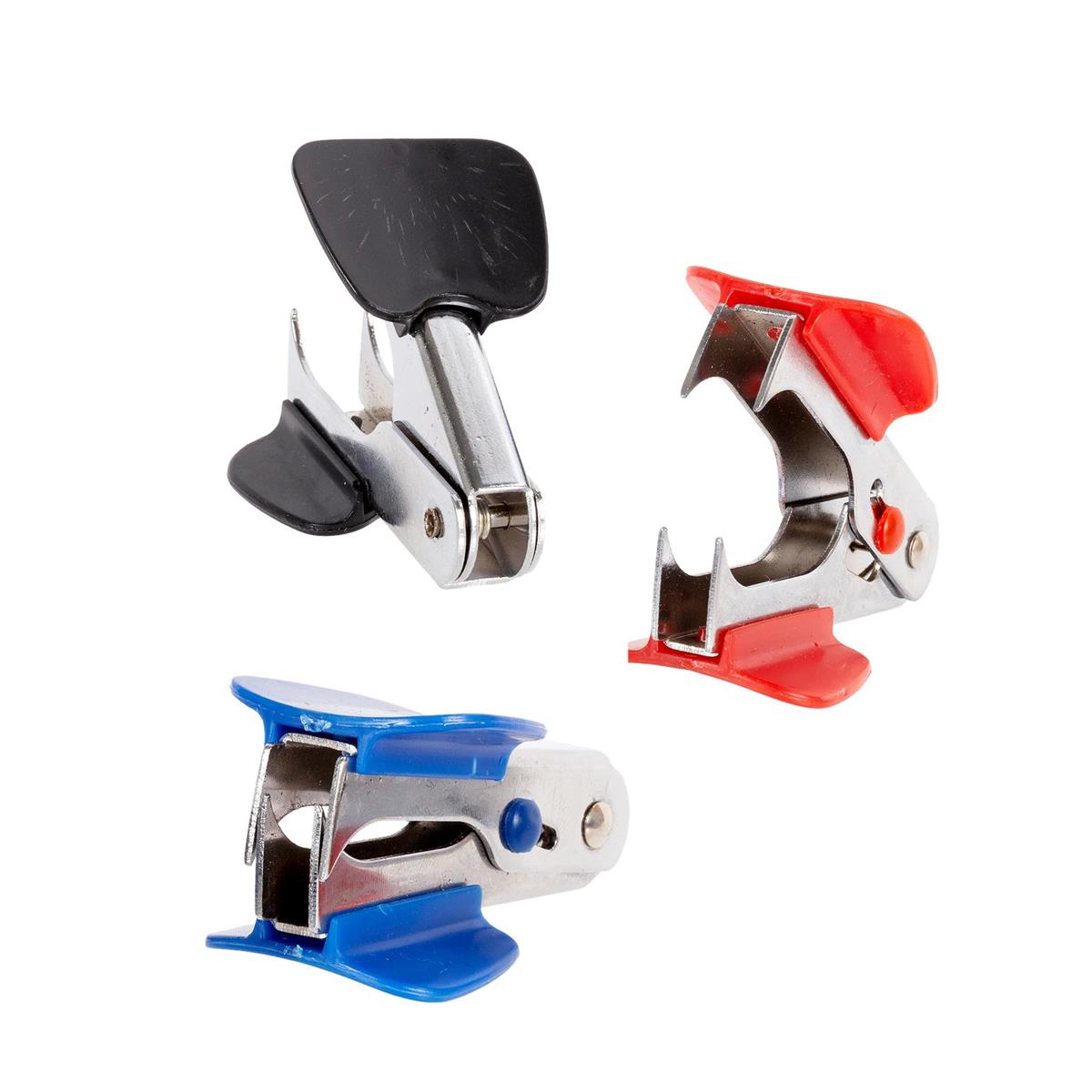 O.WKs. Staple Remover, 3 assorted colors. blister card