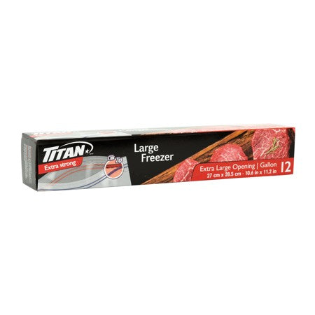 TITAN DBL SEAL LARGE FREEZER BAGS 12/PK