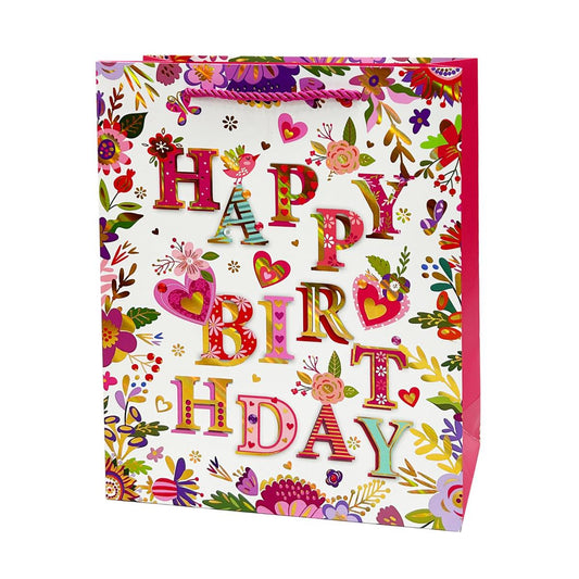 Paper T. Gift Bag, Medium, Birthday, Matte + HS, 210gsm, Tag + J-Hook