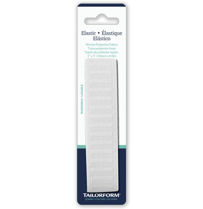 1' WOVEN NON ROLL ELASTIC WHITE