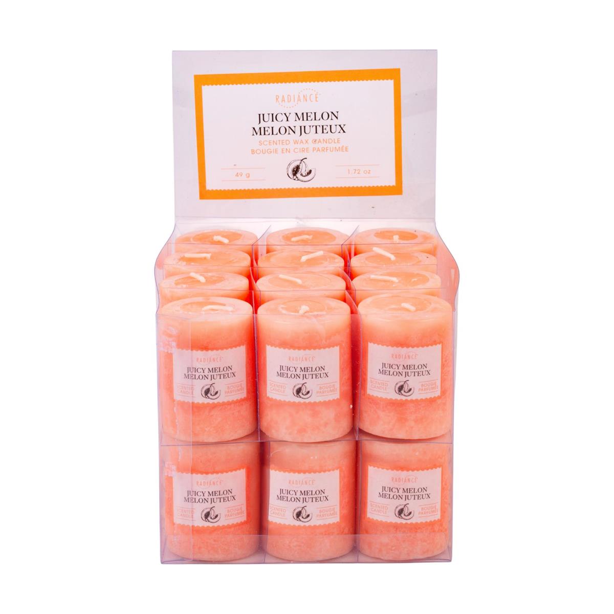 Frosted Scented Votive Candle, 2"H, Juicy Melon, 24/PDQ