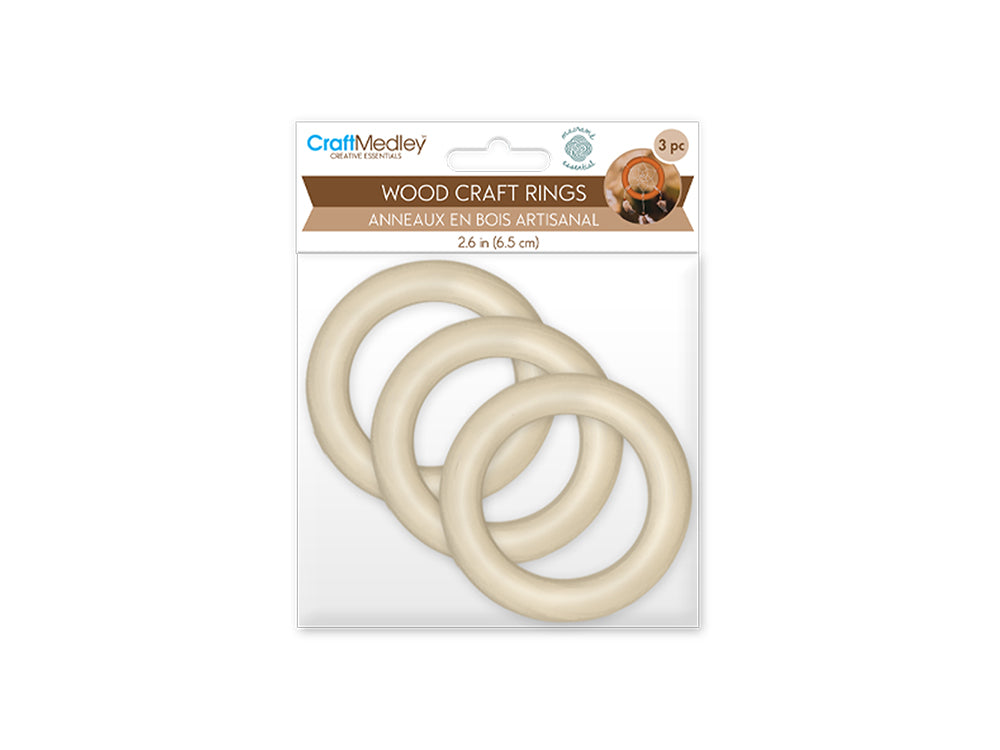 Craftwood: 65mm Craft Rings x3 Natural