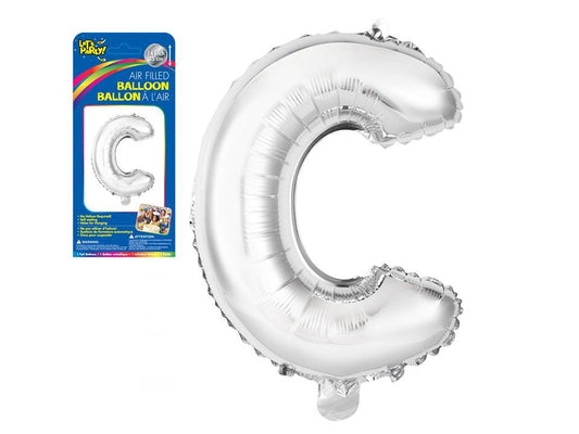 Let's Party "C" Silver Air Filled Balloon, 14"