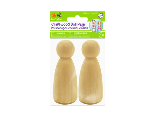Craftwood: 3"x1" Doll Peg 2pc Natural A) Girl Doll