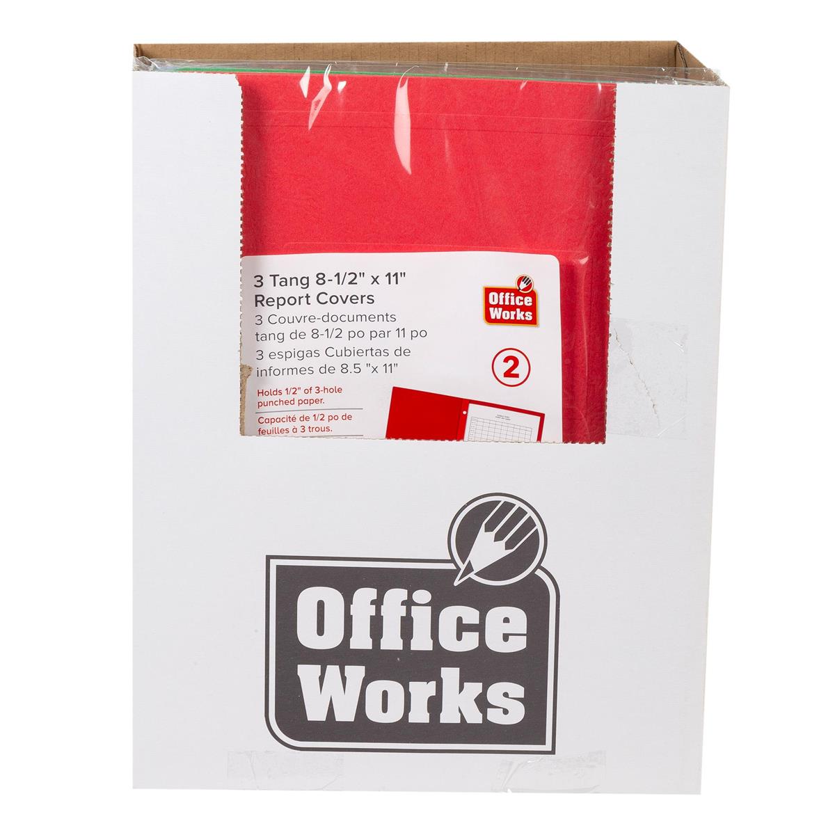 O.WKs. 3-Tang Paper Report Cover    2-pk, 3 col.,  Letter Size,  bag (replaced by #30085)