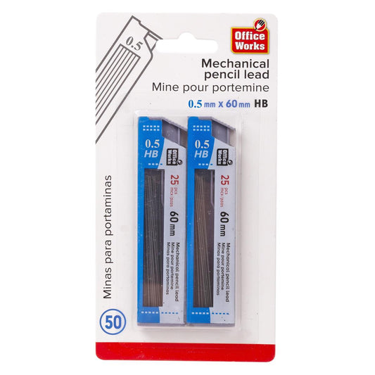 O.WKs. 0.5x60mm HB Pencil Lead 2 packs@25pc