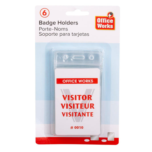 O.WKs. 6-pc Vert. Badge Holders,  b/c