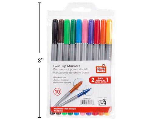O.WKs. 10-pc Twin-tip Markers