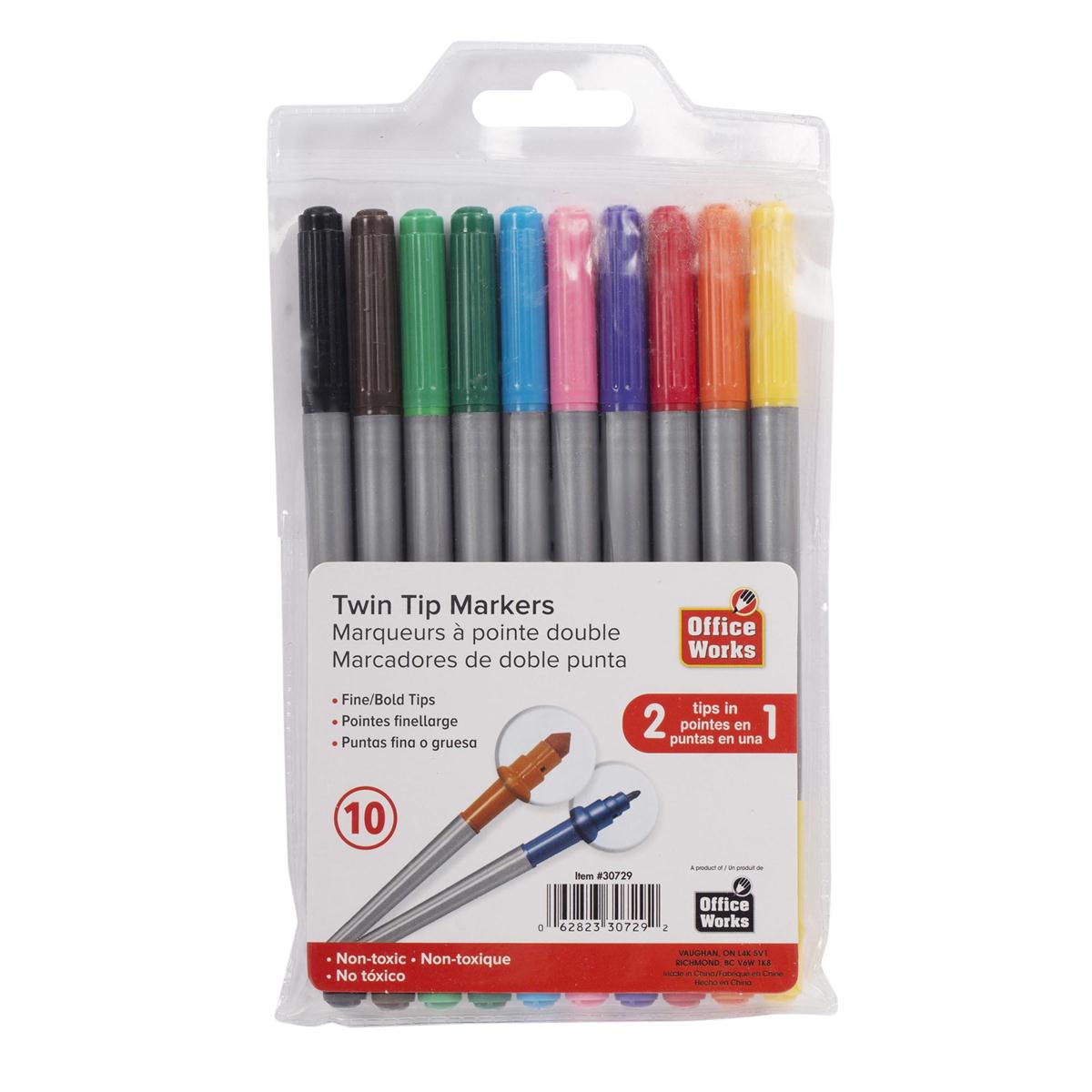 O.WKs. 10-pc Twin-tip Markers, pvc bag