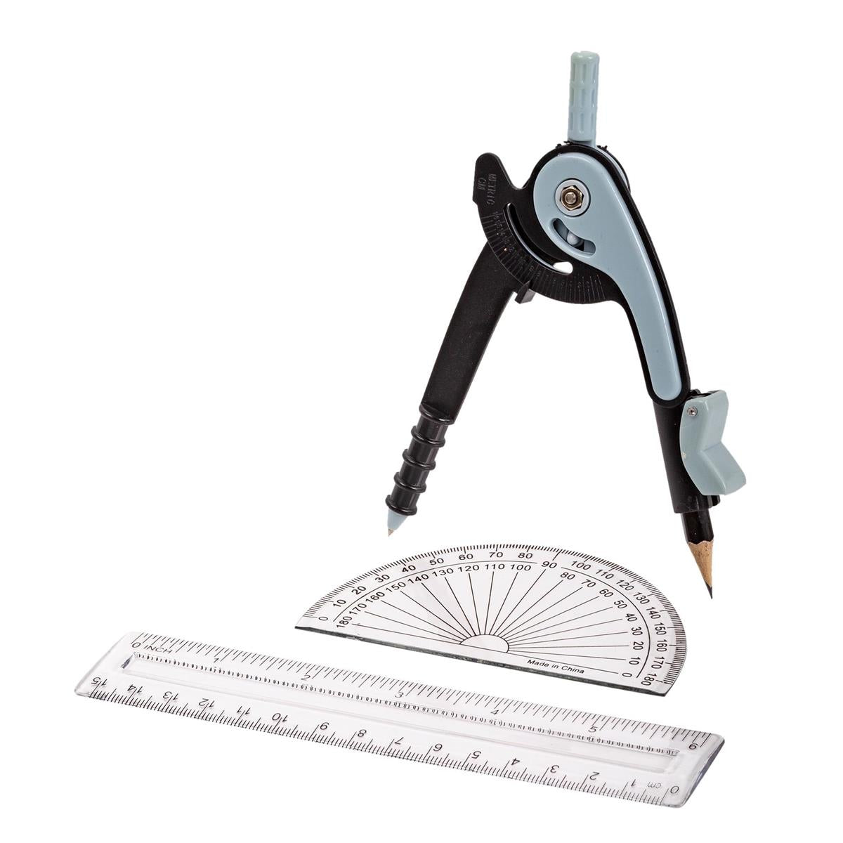 Desk Tech 3Pcs Compass & Ruler Set,  b/c