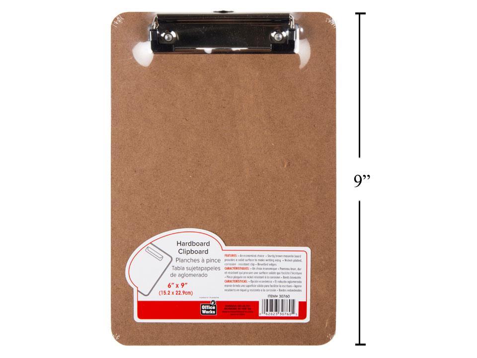 O.WKs. 6 x 9" Clip Board, shrink pack