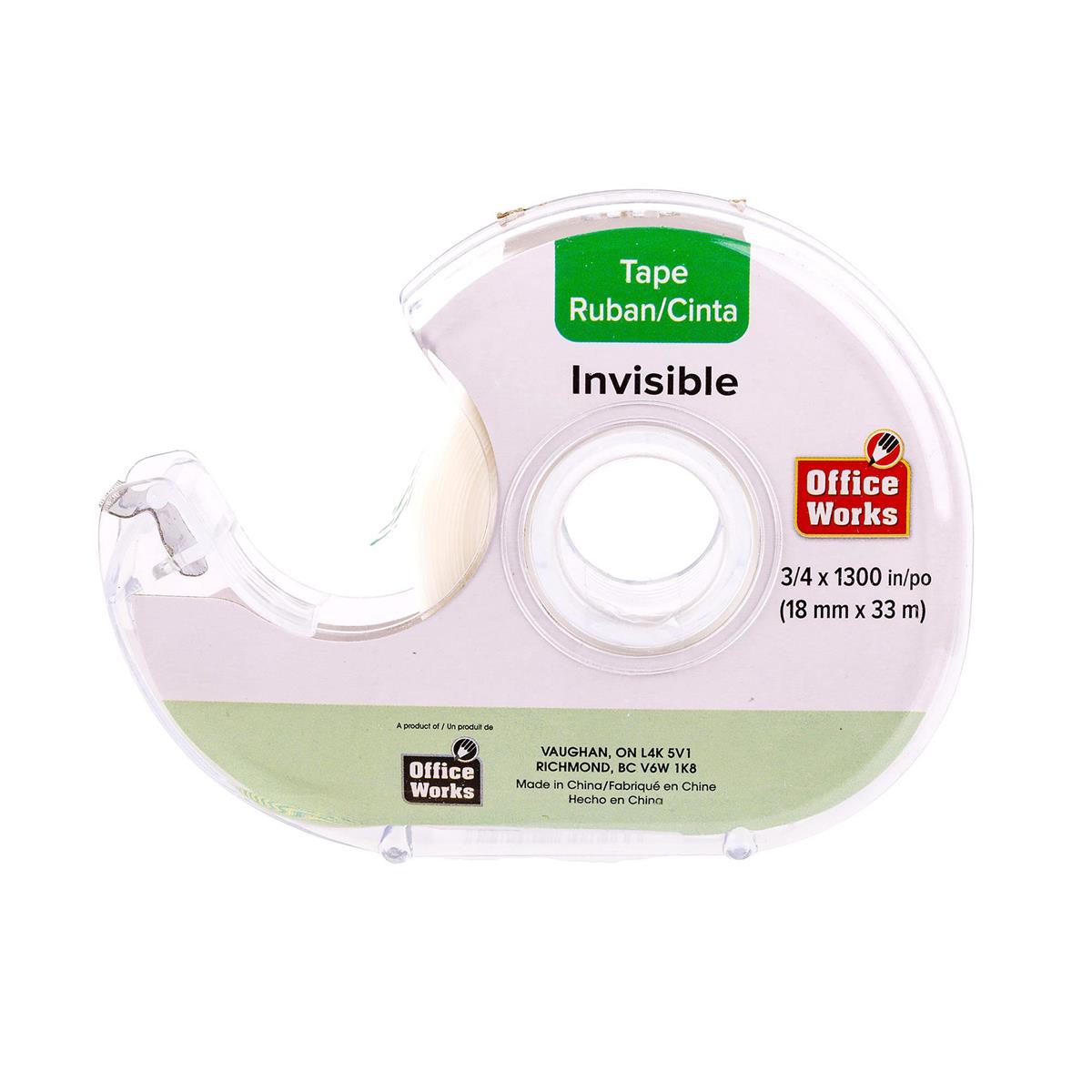 O.WKs. 3/4" x 1300" Invisible Tape w/Dispenser, header