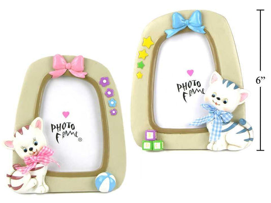 6" Cat Photo Frame 4 photo 3.25x4"  2 styles, white box