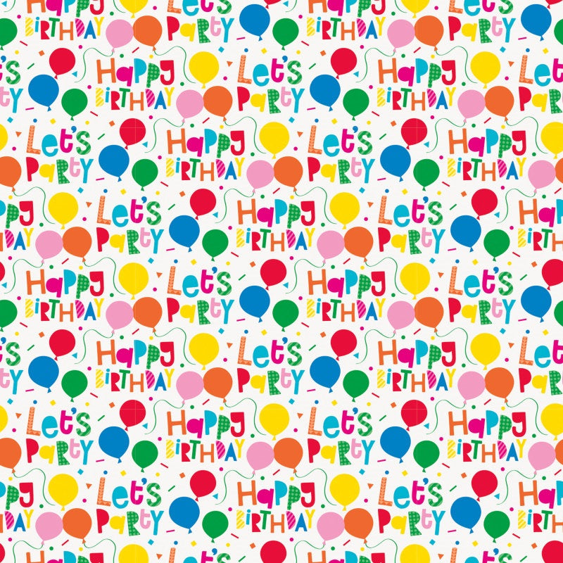 Colorful Balloons Let's Party Gift Wrap  30" x 5 ft