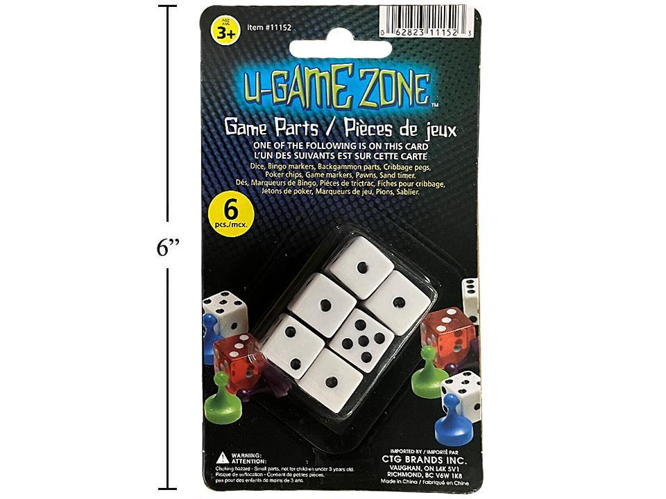U-Game Zone 6-pc Square Dice Set, b/c
