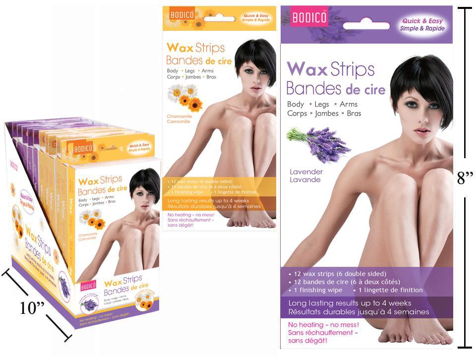 Bodico,6-pc Scented Double Body Wax Strips w/1 Wipe,2 Asst,C/box,12/dsp