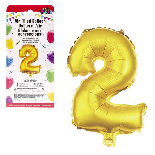 Let's Party "2" Gold Air Filled Balloon,14"