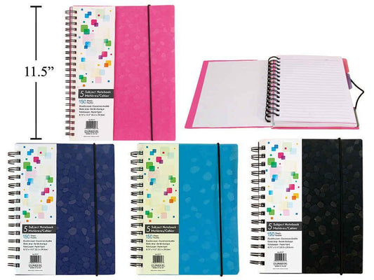 O.Wks, 8.75x11.5" 5Sub 150 sheets Notebook, Ruled, 4 col., bulk