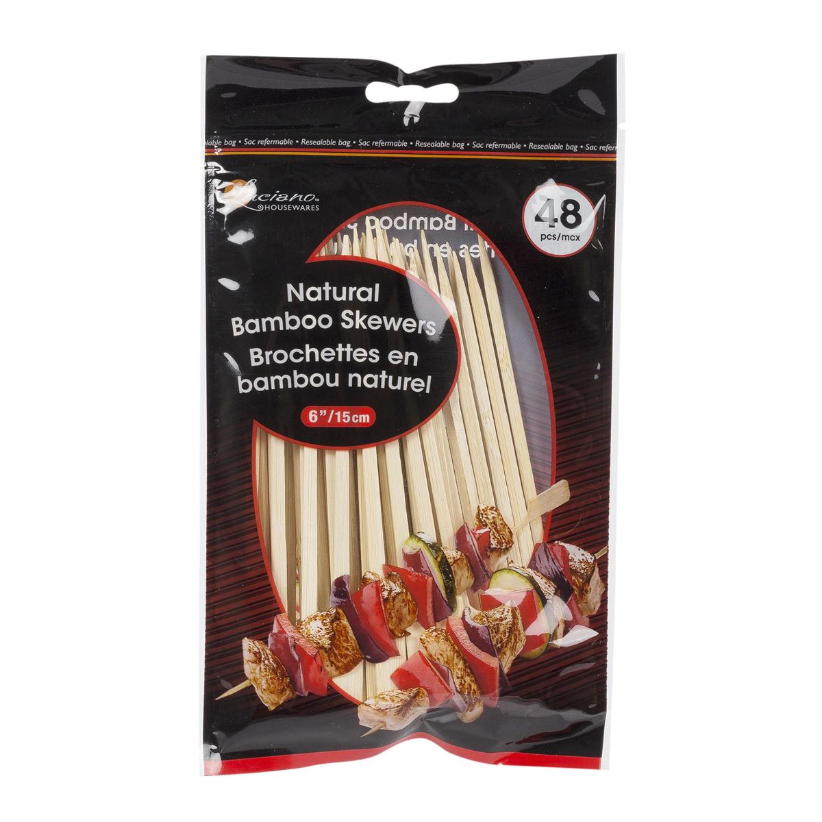 Luciano 48-pc 6"L Bamboo Skewer, colour resealable bag (CS)