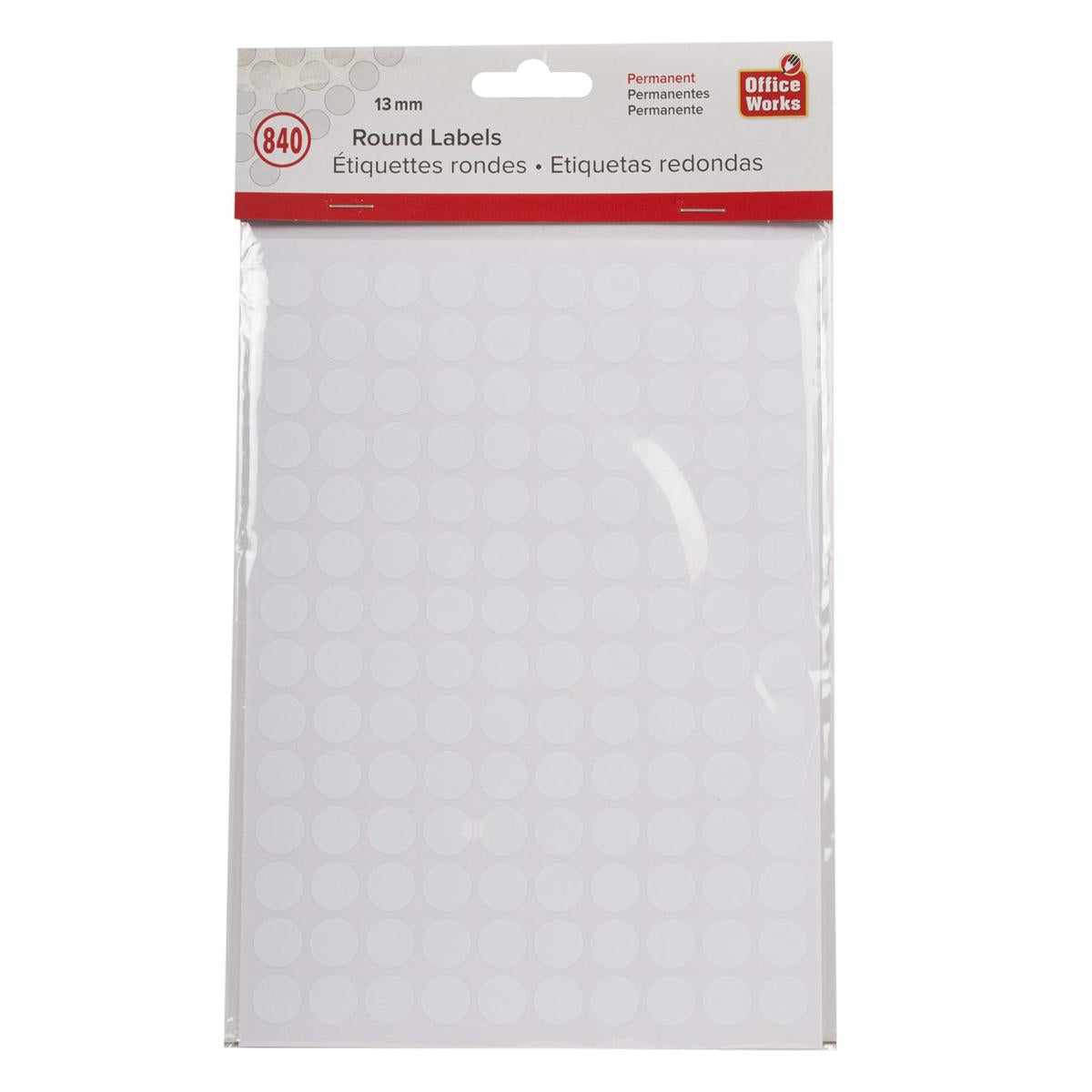 O.WKs.  Round Label, 840pcs, 13mm dia, PBH
