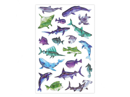 Paper Craft Sticker: 5.7"x9.8" 3D Origami Effects PVC E) Sea Life