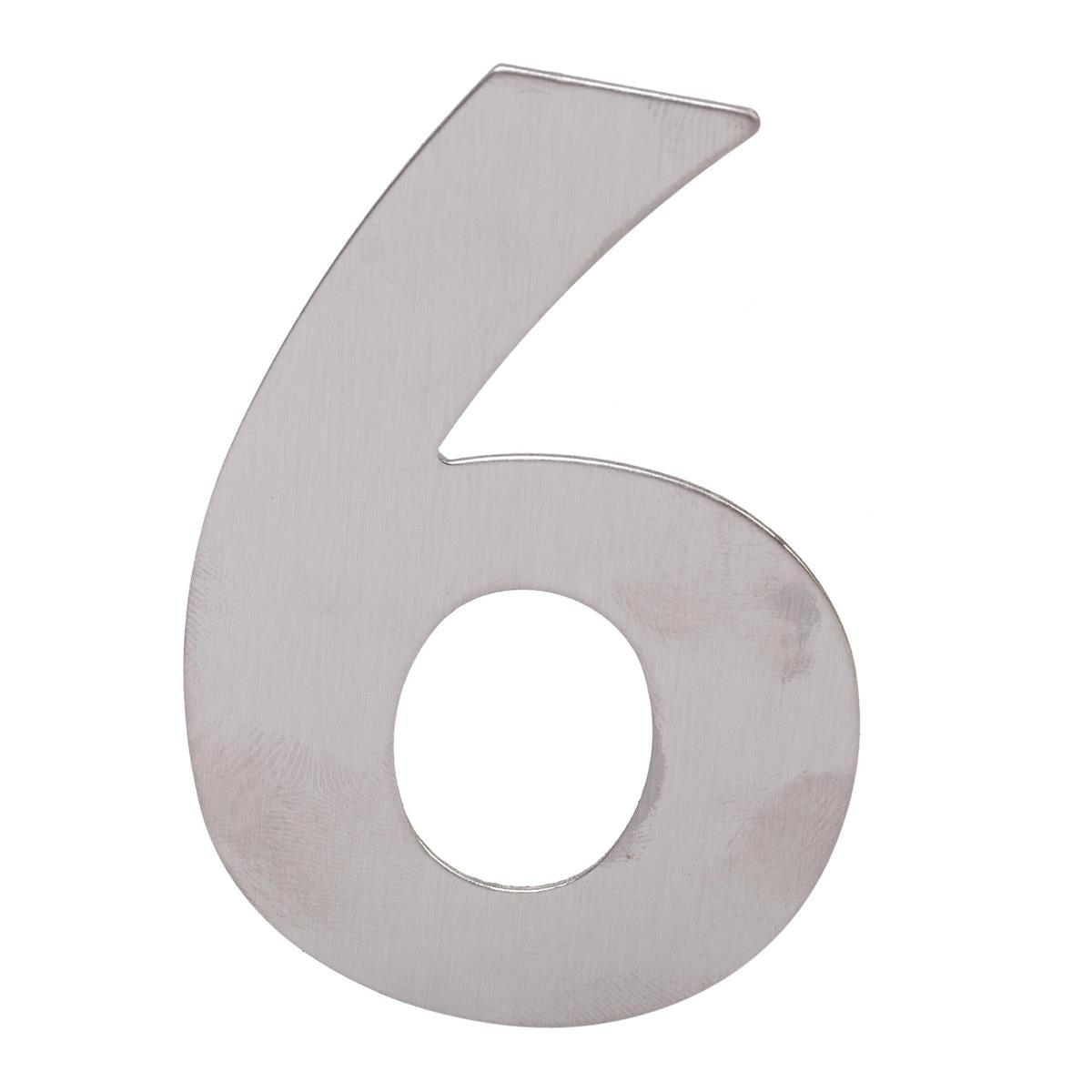 H.E. 3"#6 Adhesive Number Sign, SS  B/C