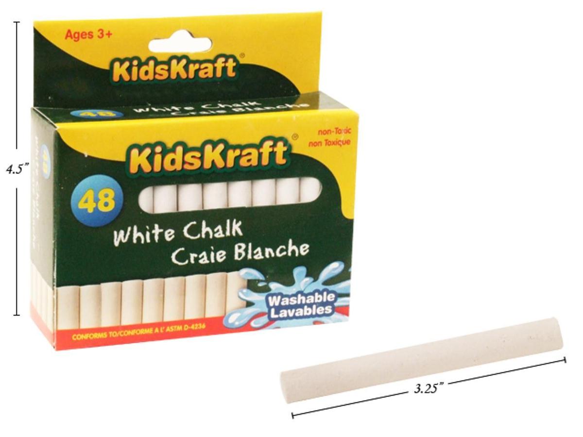 White Chalk Sticks - 48pcs Pack - Dustless School & Art Chalk