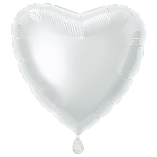 Solid Heart Foil Balloon 18"  Packaged - White