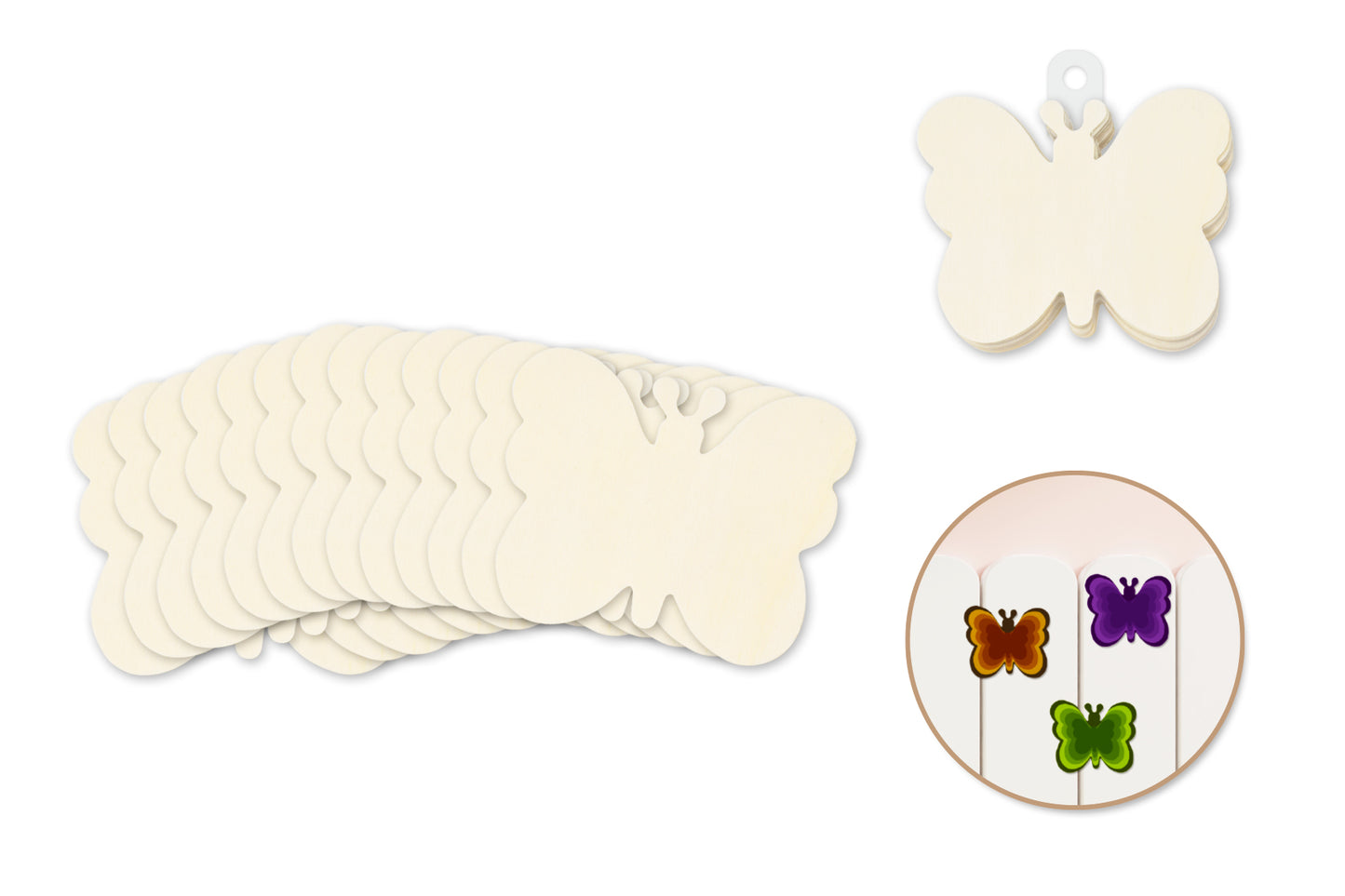 Wood Craft: 8cm Wood Shapes x12 L) Butterfly