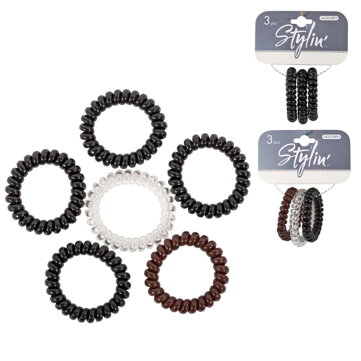 Stylin, 3-pc Hair Coils, 2 asst header card