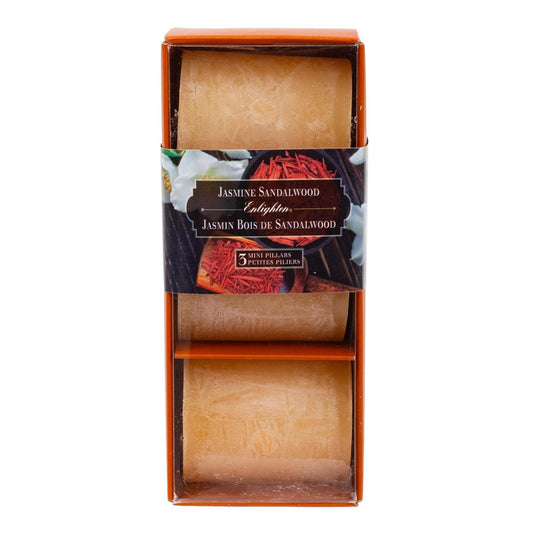 KG Enlighten 3Pk 2" Min Pillars Scented, Jasmine Sandalwood (Az)