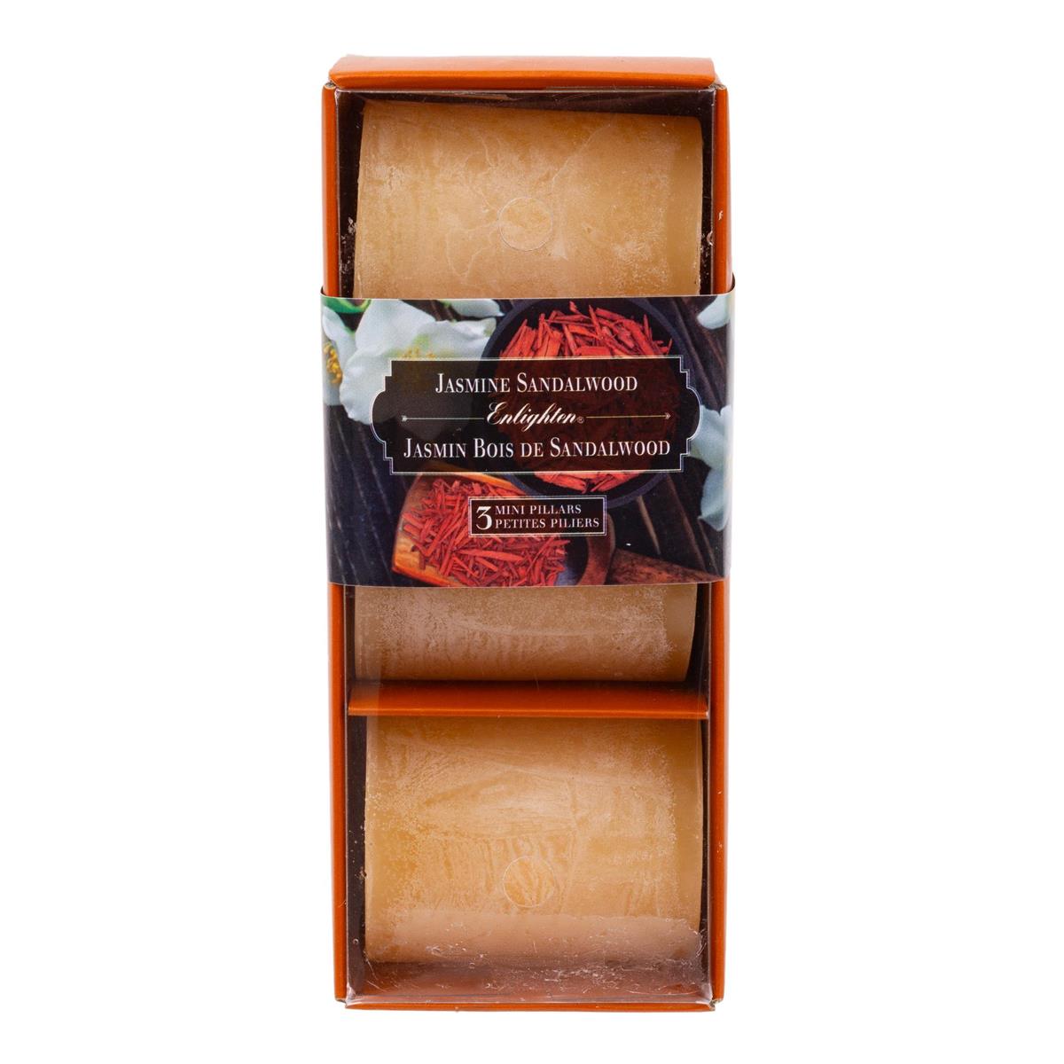 KG Enlighten 3Pk 2" Min Pillars Scented, Jasmine Sandalwood (Az)