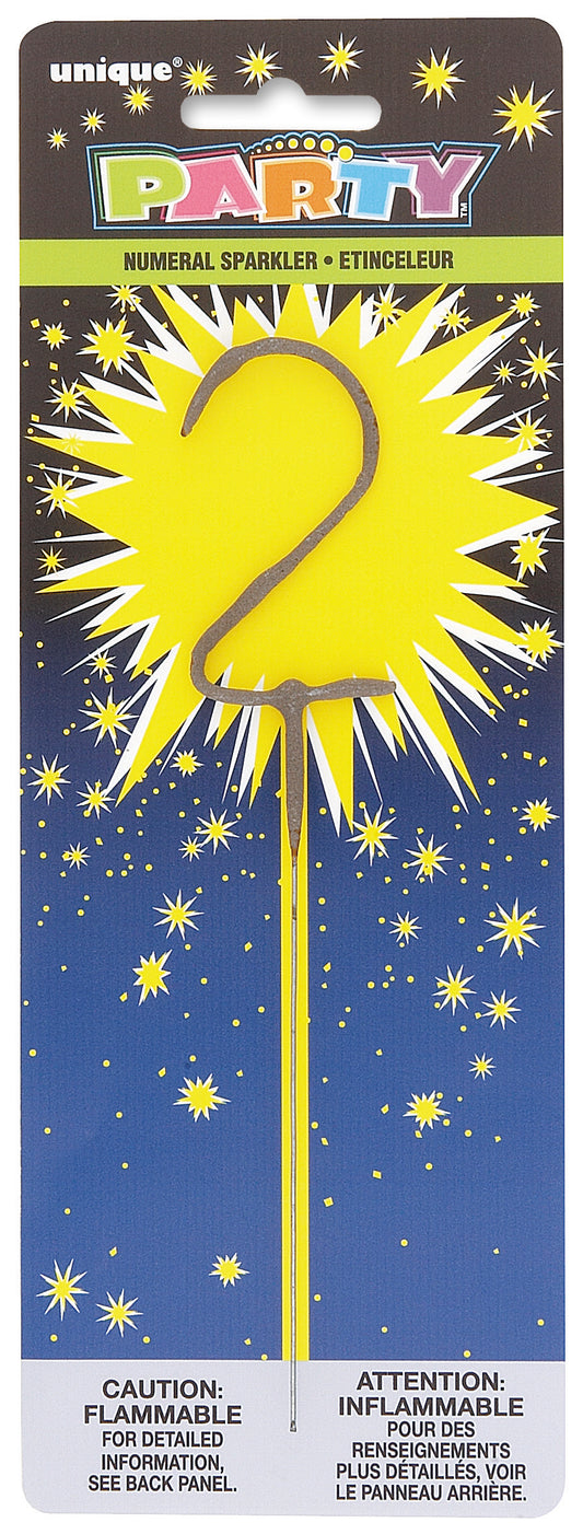 7" Silver Number 2 Sparkler for Birthday Party
