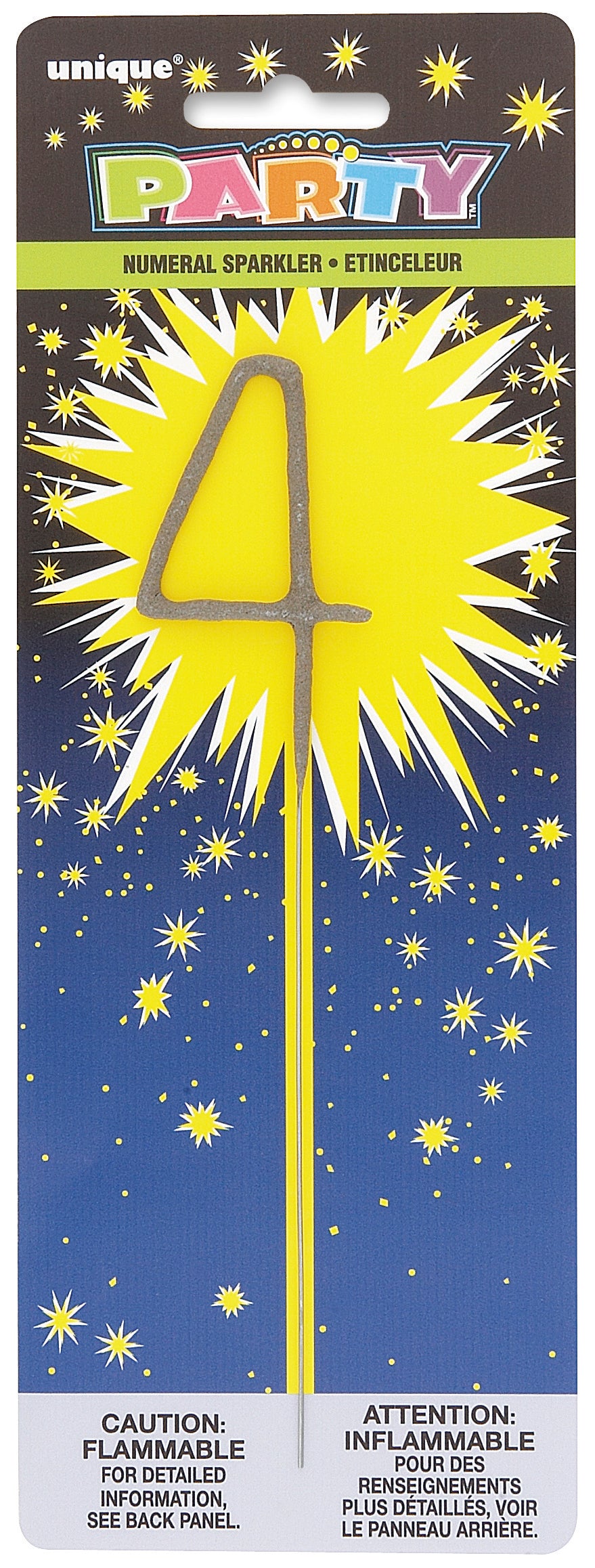 7" Silver Number 4 Sparkler for Birthday Party