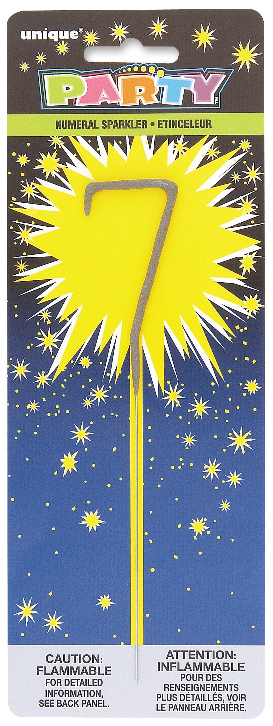 7" Silver Number 7 Sparkler for Birthday Party