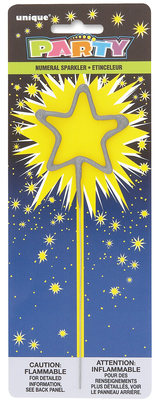 7" Silver Star Sparkler for Birthday & Celebration