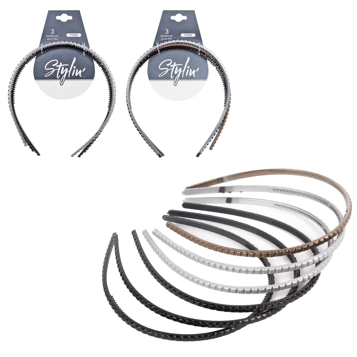 Stylin, 3p Thin Headband 2 asst, header card
