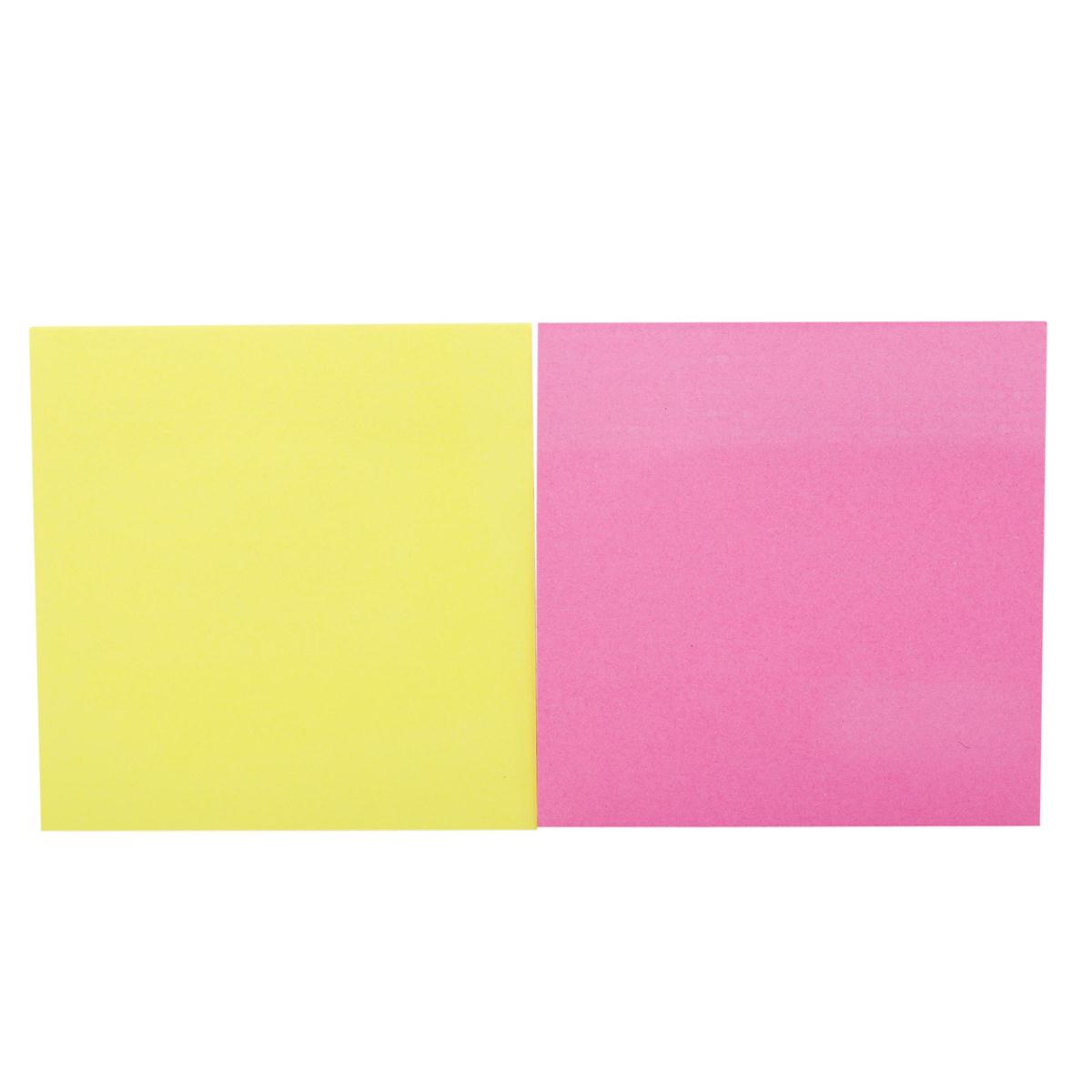 O.WKs.  50-sheet Sticky Notes,  2-pack 75x75mm, Neon Col., pbh