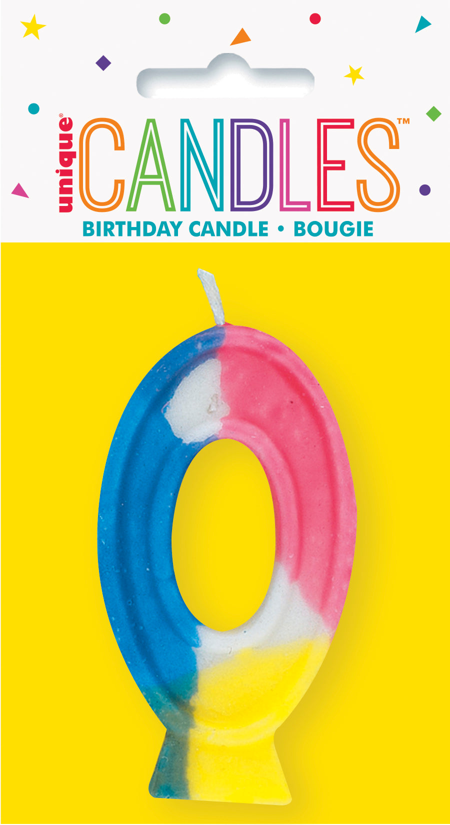 Rainbow Number 0 Birthday Cake Candle for Party Decoration