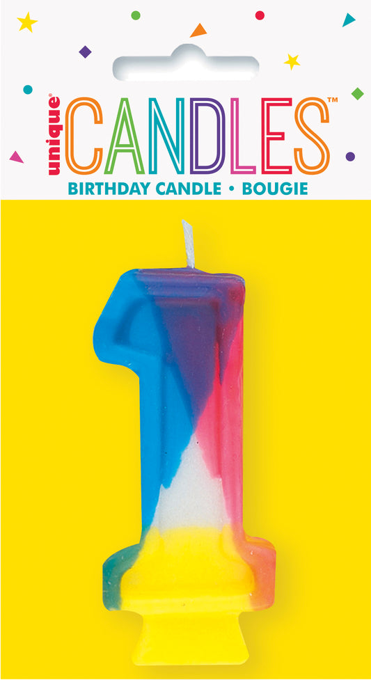 Rainbow Number 1 Birthday Cake Candle for Party Decoration