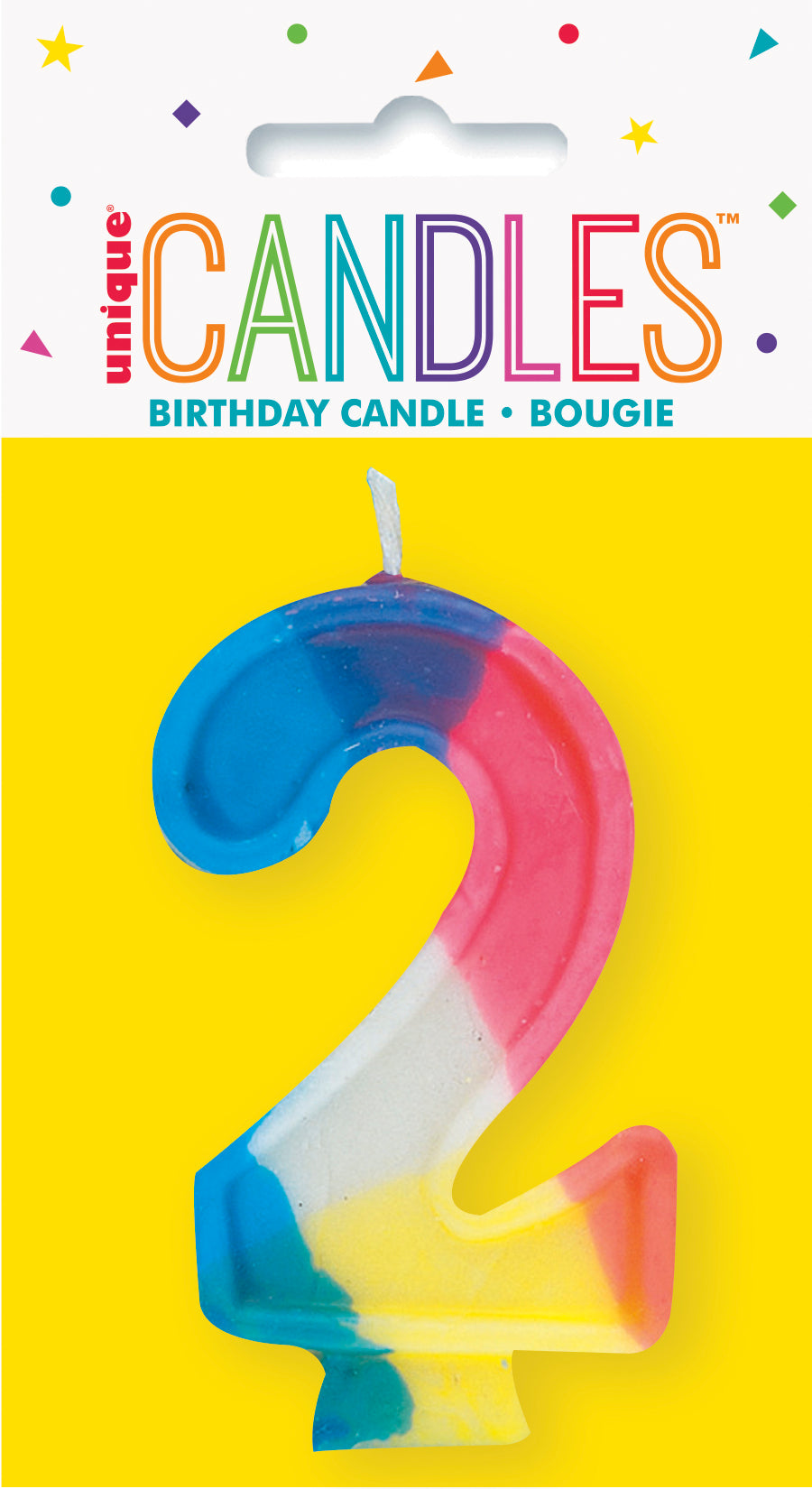 Rainbow Number 2 Birthday Cake Candle for Party Decoration
