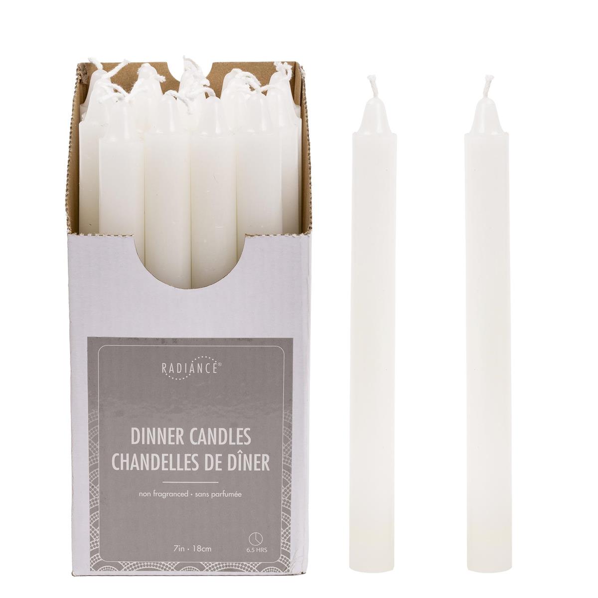 KG Radiance 7" Dinner Candle White, Unscented 6.5Hrs (Az)